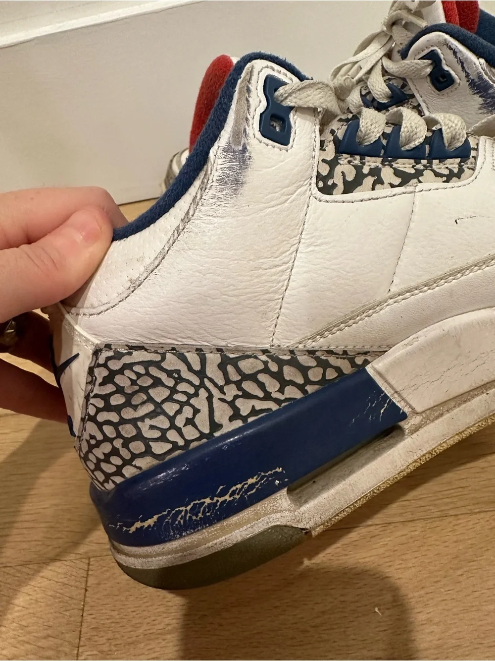 Jordan 3 Retro OG True Blue 2016 Size 8.5 854262-106 White Red